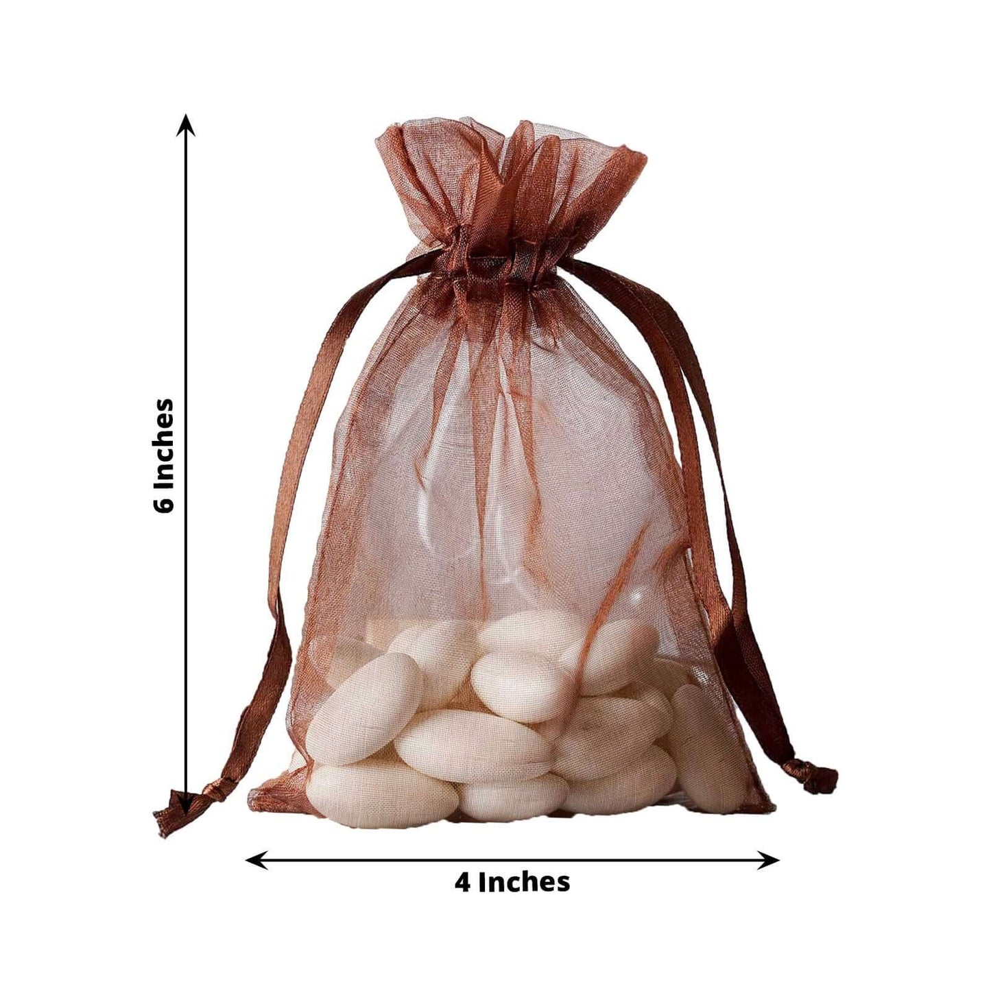 10 Pack Chocolate Organza Drawstring Wedding Party Favor Gift Bags 4"x6"